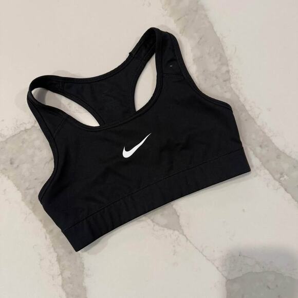 Nike Dri Fit Racerback Sports Bra Women’s Size XS Black Swoosh Logo Activewear - Picture 1 of 6